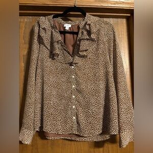 J. Crew Blouse with Ruffle Neckline. Size Medium.